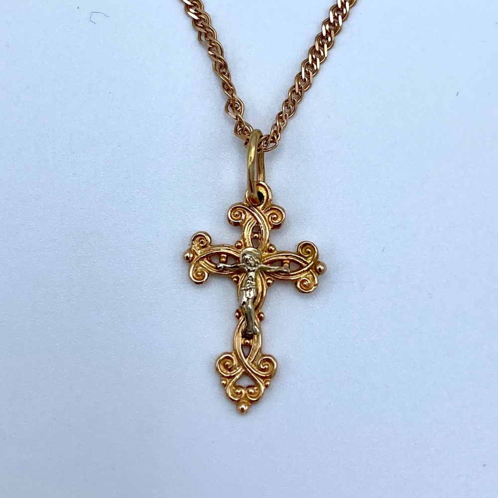 14k Rose Gold Cross Necklace